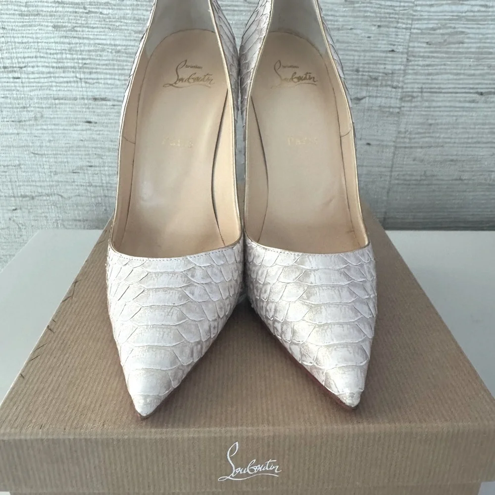 Christian Louboutin So Kate 120 Python Shell White Heels 39.5 - Picture 6 of 7